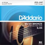 D'Addario EJ36 80/20 Bronze 12 húros 10-47 akusztikus gitárhúr