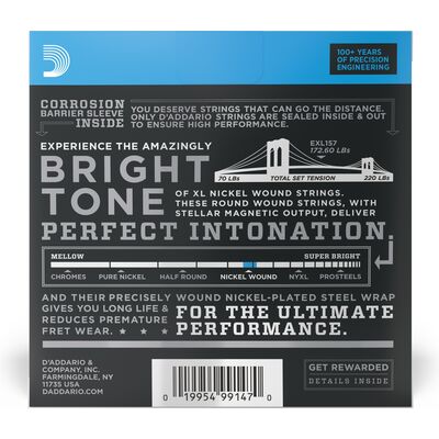 D'Addario EXL157 Nickel Wound 14-68 elektromos gitárhúr