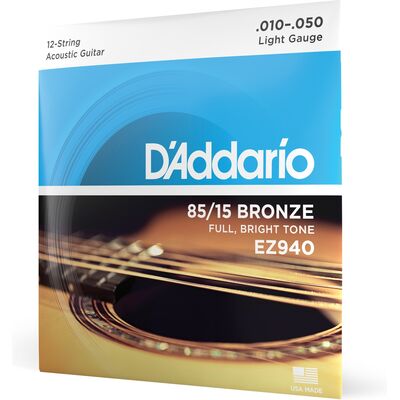 D'Addario EZ940 85/15 Bronze 10-50 akusztikus gitárhúr, 12-húros szett