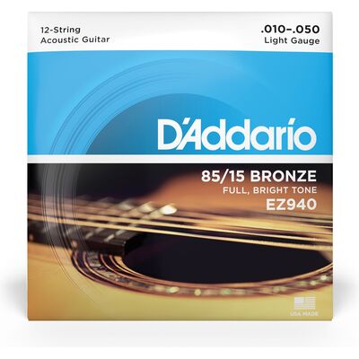 D'Addario EZ940 85/15 Bronze 10-50 akusztikus gitárhúr, 12-húros szett