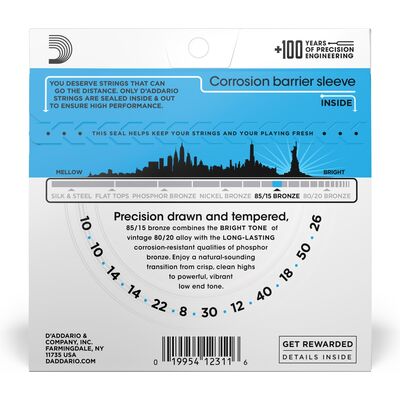 D'Addario EZ940 85/15 Bronze 10-50 akusztikus gitárhúr, 12-húros szett