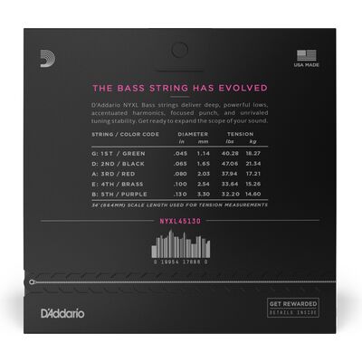 D'Addario NYXL45130 5-húros basszus gitárhúr