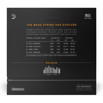 D'Addario NYXL50105 Nickel Wound 050-105 basszus gitárhúr