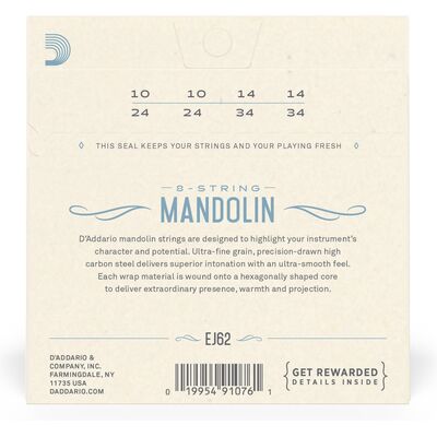 D'Addario EJ62 80/20 Bronze 10-34 mandolin húr