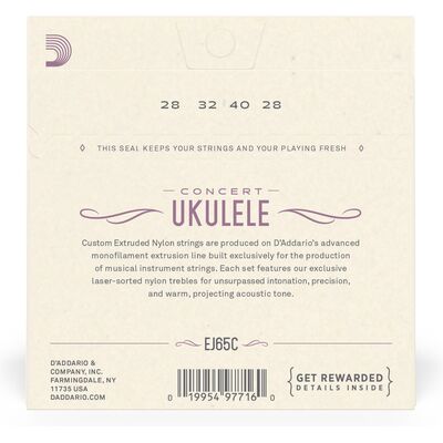 D'Addario EJ65C koncert ukulele húr