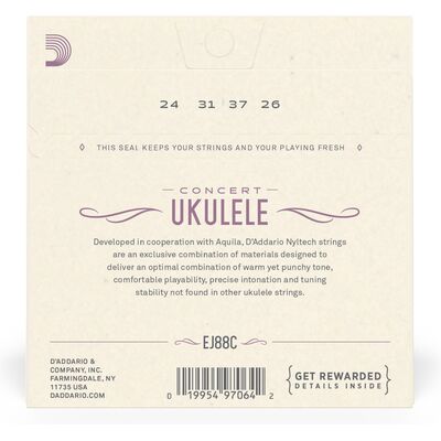 D'Addario EJ88C koncert ukulele húr