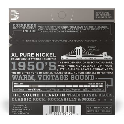 D'Addario EPN110 Pure Nickel 10-45 elektromos gitárhúr