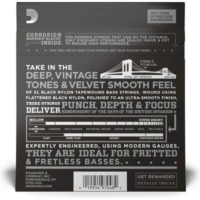 D'Addario ETB92-5 Tapewound 50-135 basszus gitárhúr