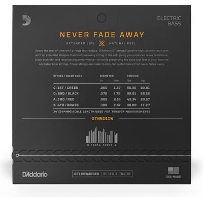D'Addario XTB50105 Coated Nickel Wound 50-105 basszus gitárhúr
