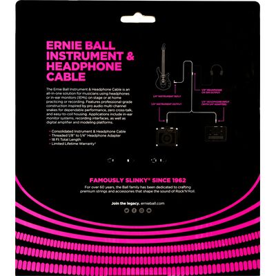 Ernie Ball 6411 hangszer-fejhallgató kombó kábel