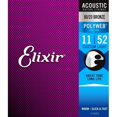 Elixir 11025 80/20 Bronze Polyweb 11-52 Custom Light akusztikus gitárhúr