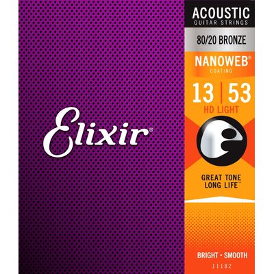 Elixir 11182 80/20 Bronze NanoWeb 13-53 HD Light akusztikus gitárhúr