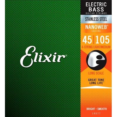 Elixir 14677 NanoWeb Stainless Steel 45-105 Light/Medium basszus gitárhúr