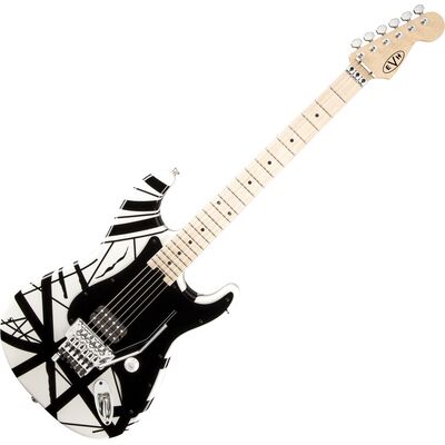 EVH Striped Series White with Black Stripes elektromos gitár