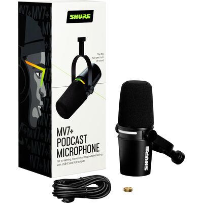 Shure MOTIV MV7+ Black XLR/USB dinamikus podcast mikrofon