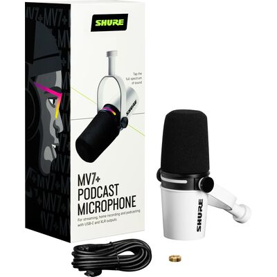 Shure MOTIV MV7+ White XLR/USB dinamikus podcast mikrofon