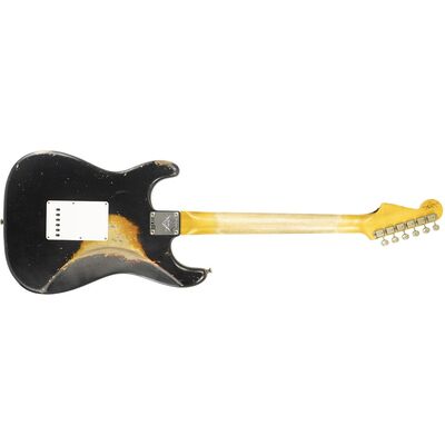 Fender Custom Shop 1960 Stratocaster Heavy Relic RW Aged Black over 3-Color Sunburst elektromos gitár