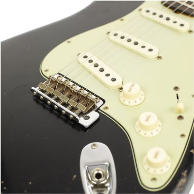 Fender Custom Shop 1960 Stratocaster Heavy Relic RW Aged Black over 3-Color Sunburst elektromos gitár