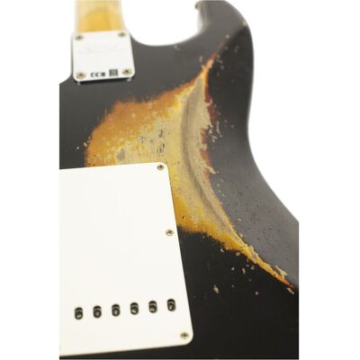 Fender Custom Shop 1960 Stratocaster Heavy Relic RW Aged Black over 3-Color Sunburst elektromos gitár
