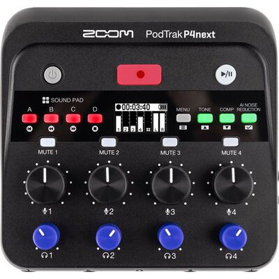Zoom PodTrak P4next 4-sávos podcast hangfelvevő