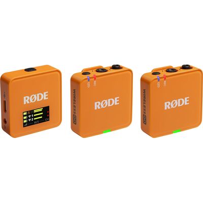 RODE Wireless GO Gen 3 kétcsatornás vezetéknélküli csíptetős mikrofon szett - narancssárga