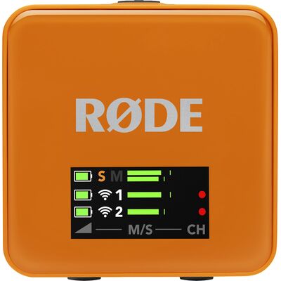 RODE Wireless GO Gen 3 kétcsatornás vezetéknélküli csíptetős mikrofon szett - narancssárga