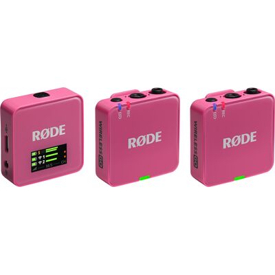 RODE Wireless GO Gen 3 kétcsatornás vezetéknélküli csíptetős mikrofon szett - rózsaszín