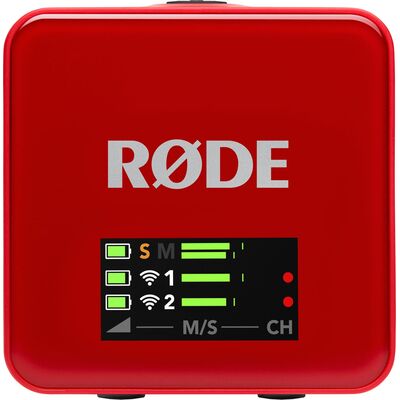 RODE Wireless GO Gen 3 kétcsatornás vezetéknélküli csíptetős mikrofon szett - piros