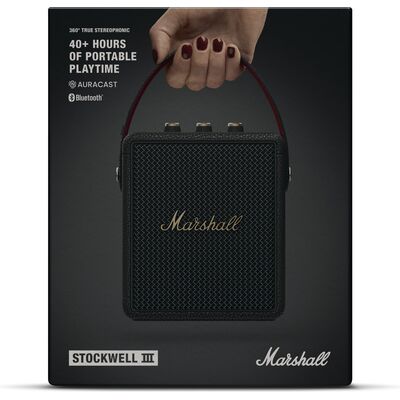 Marshall Stockwell III Black and Brass hordozható Bluetooth hangszóró