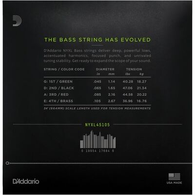 D'Addario NYXL45105 Nickel Wound 045-105 basszus gitárhúr