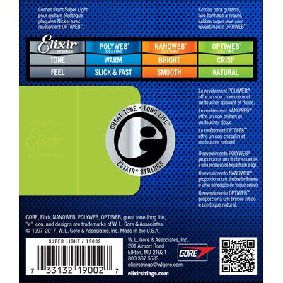 Elixir 19002 OPTIWEB Coating Super Light 9-42 elektromos gitárhúr