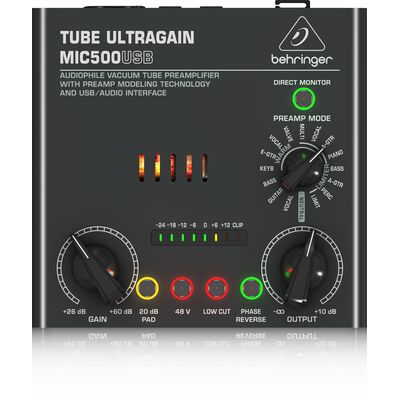 Behringer TUBE ULTRAGAIN MIC500USB csöves mikrofon előerősítő/USB hangkártya