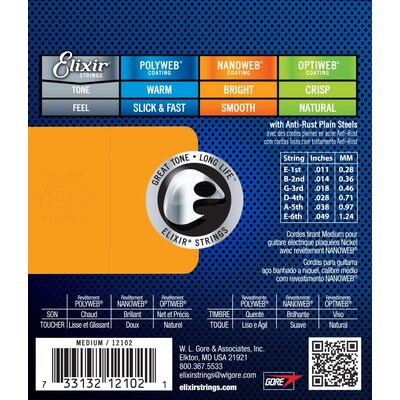 Elixir 12102 NanoWeb 11-49 Medium elektromos gitárhúr