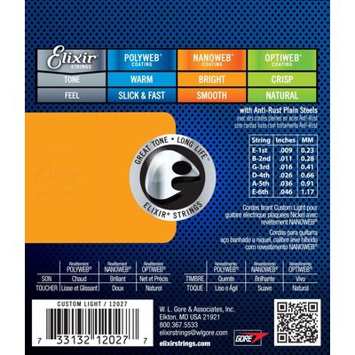 Elixir 12027 NanoWeb 9-46 Custom Light elektromos gitárhúr