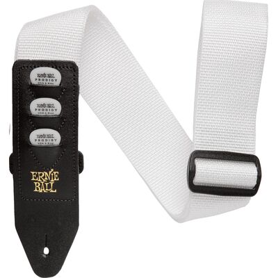 Ernie Ball 4259 White pengetőtartós gitárheveder