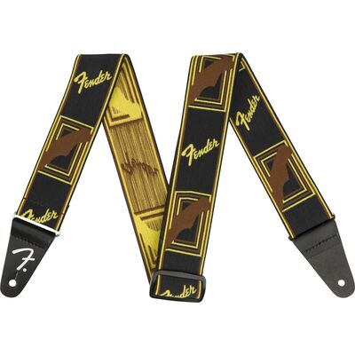 Fender Weighless Monogram Black/Yellow/Brown gitárheveder