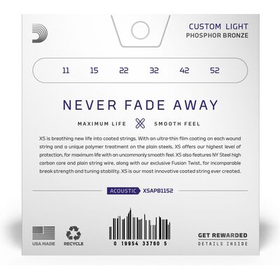 D'Addario XSAPB1152 Coated Phosphor Bronze 11-52 akusztikus gitárhúr