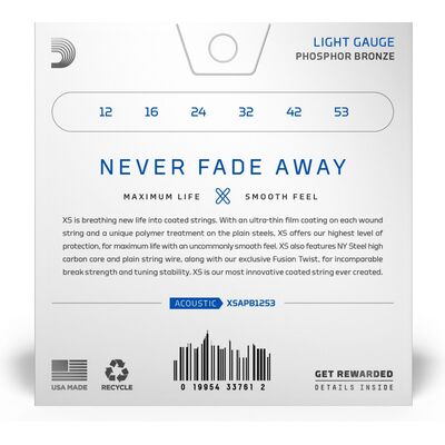 D'Addario XSAPB1253 Coated Phosphor Bronze 12-53 akusztikus gitárhúr