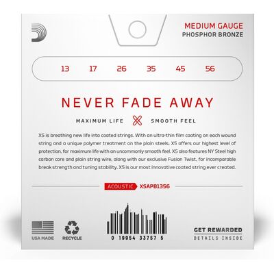 D'Addario XSAPB1356 Coated Phosphor Bronze 13-56 akusztikus gitárhúr