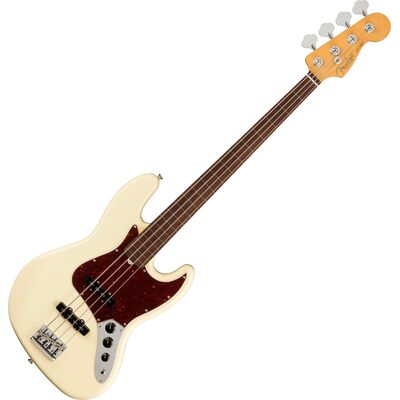 Fender American Professional II Jazz Bass RW Olympic White fretless elektromos basszusgitár