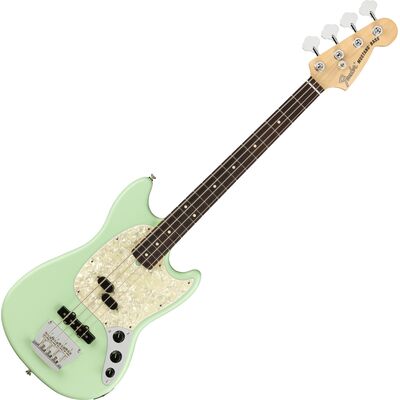 Fender American Performer Mustang Bass RW Satin Surf Green elektromos basszusgitár