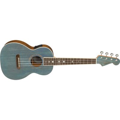 Fender Dhani Harrison Turquoise elektro-akusztikus tenor ukulele