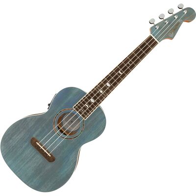 Fender Dhani Harrison Turquoise elektro-akusztikus tenor ukulele