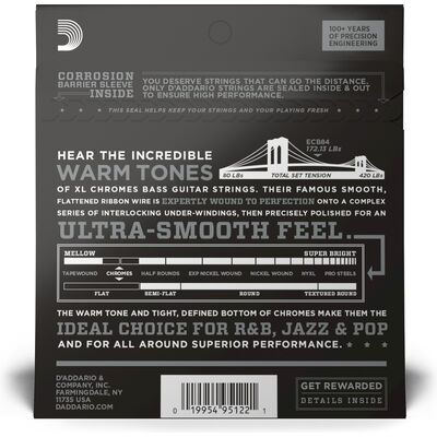 D'Addario ECB84 Chromes 40-100 basszus gitárhúr