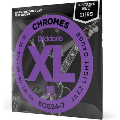 D'Addario ECG24-7 Chromes Flat Wound 11-65 elektromos gitárhúr