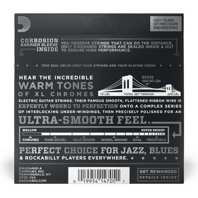 D'Addario ECG25 Chromes Flat Wound 12-52 elektromos gitárhúr