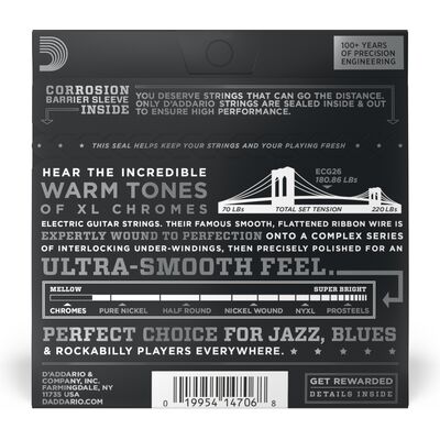 D'Addario ECG26 Chromes Flat Wound 13-56 elektromos gitárhúr