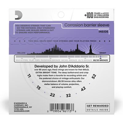 D'Addario EJ13 80/20 Bronze 11-52 akusztikus gitárhúr