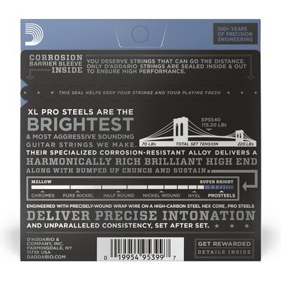 D'Addario EPS540 ProSteels 10-52 elektromos gitárhúr