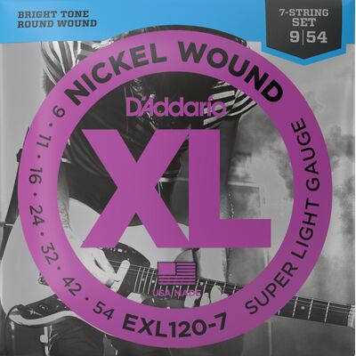 D'Addario EXL120-7 Nickel Wound 9-54 elektromos gitárhúr